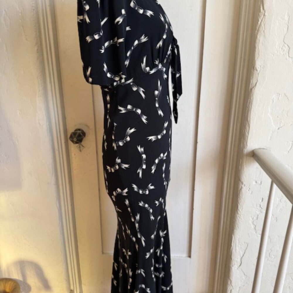 Vintage Betsey Johnson 90'S Does 40's Bias Cut Ribbon Bow Maxi Dress Large - Picture 7 of 14
